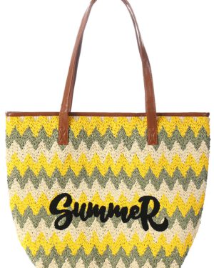 Strandtas geel/beige/groen
