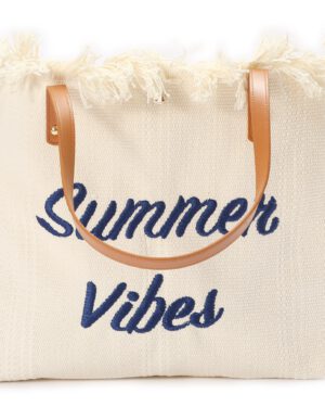 Strandtas wit blauw