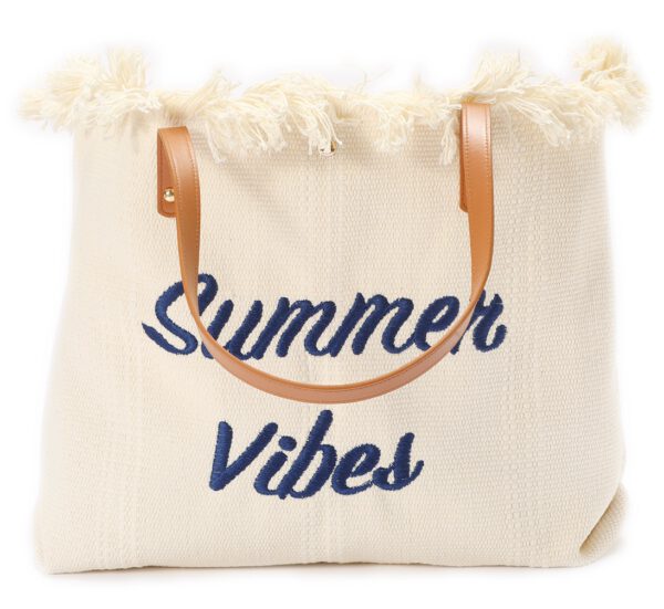 Strandtas wit blauw