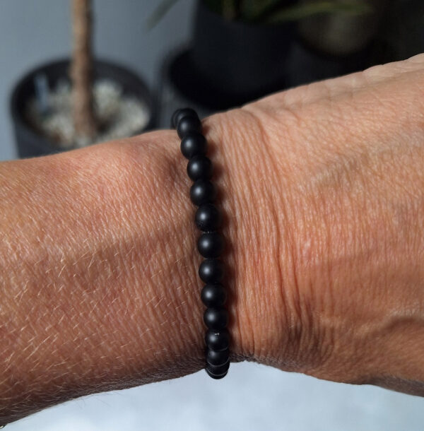 Armband zwarte agaat mat 6mm - Afbeelding 3