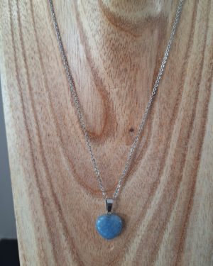 Ketting RVS hart Aquamarine