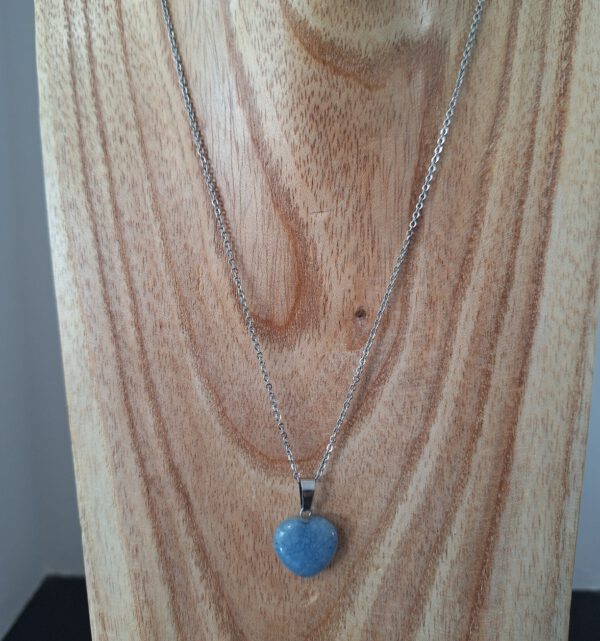 Ketting RVS hart Aquamarine