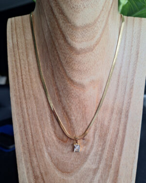Ketting RVS gold met zirkoon