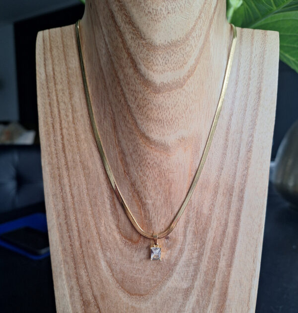Ketting RVS gold met zirkoon