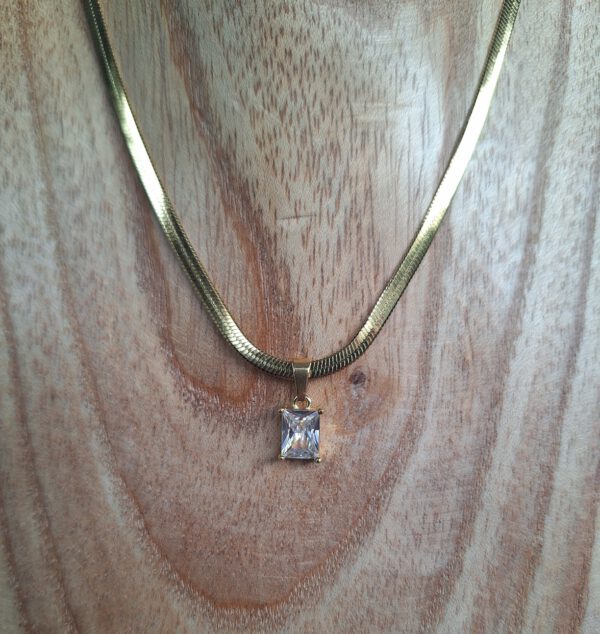 Ketting RVS gold met zirkoon - Afbeelding 2